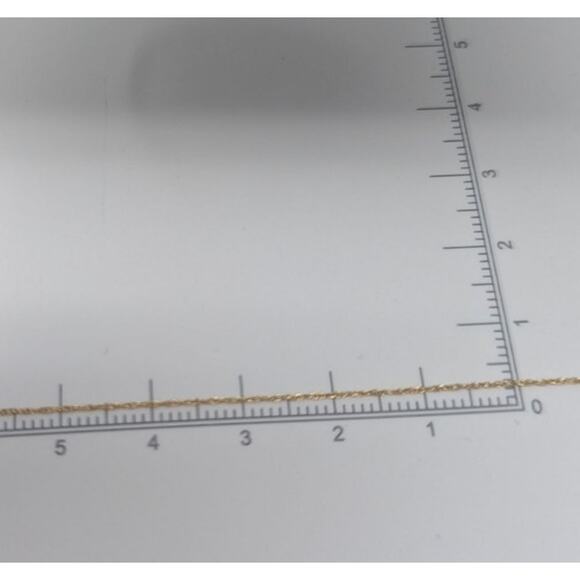 14K Yellow Gold Diamond-Cut Chain Necklace w/ Princess Cut CZ Pendant 19”, 1.86g - Picture 3 of 7